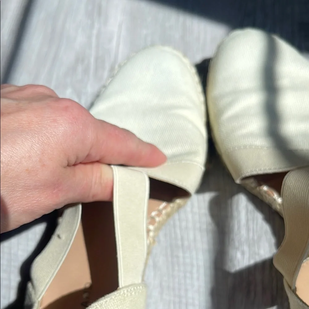 Lucky Brand Cream Espadrille Slip-Ons with Cross-Strap Design, 6 1/2. - Picture 8 of 8